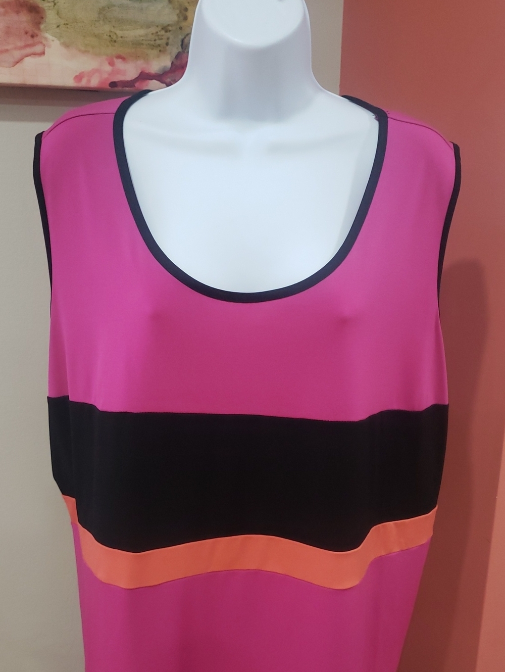 Worthington Woman Retro Fuschia Colorblock Sleeveless Tank Top, 3X